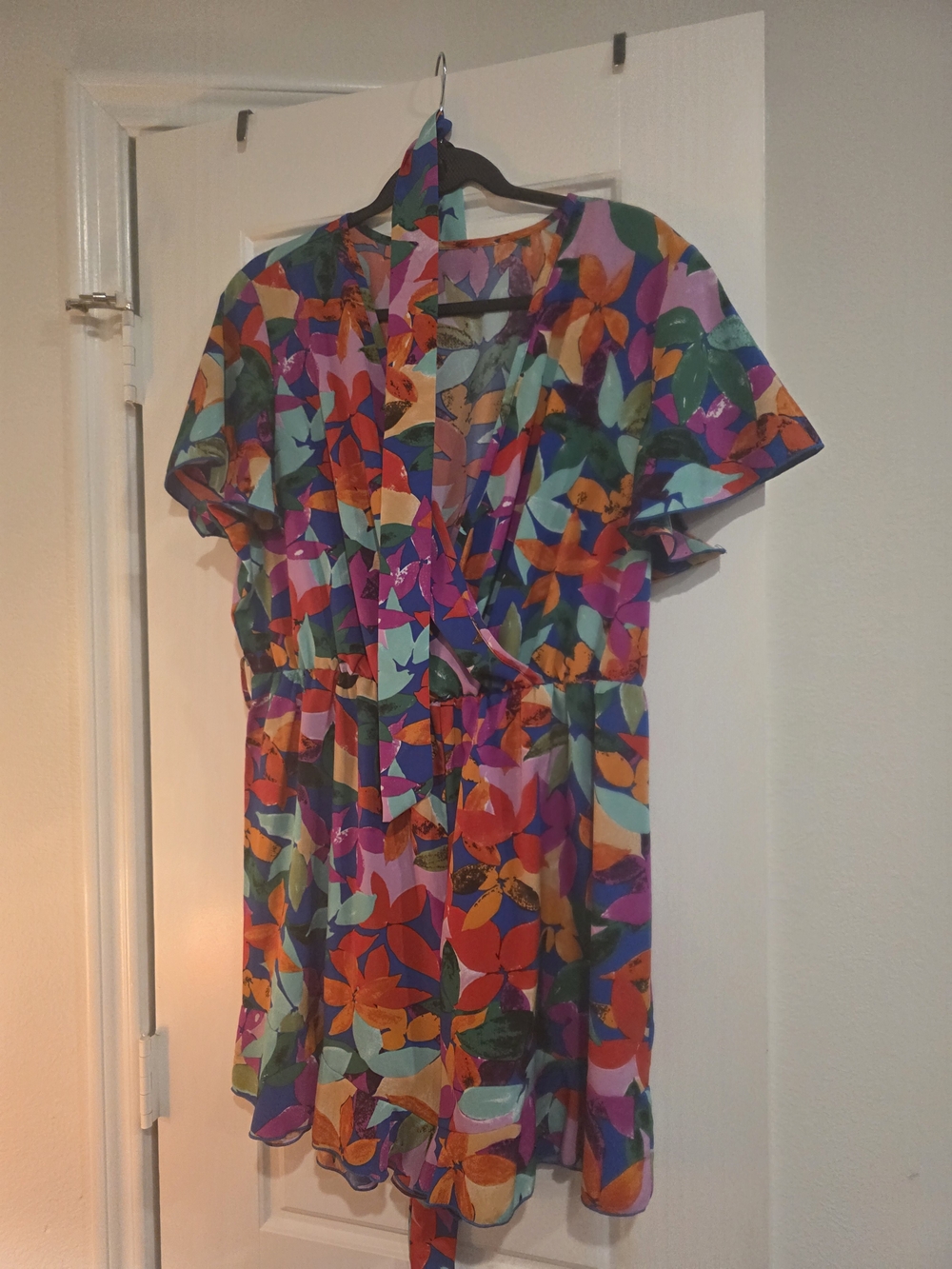 Colorful Floral Romper With Belt